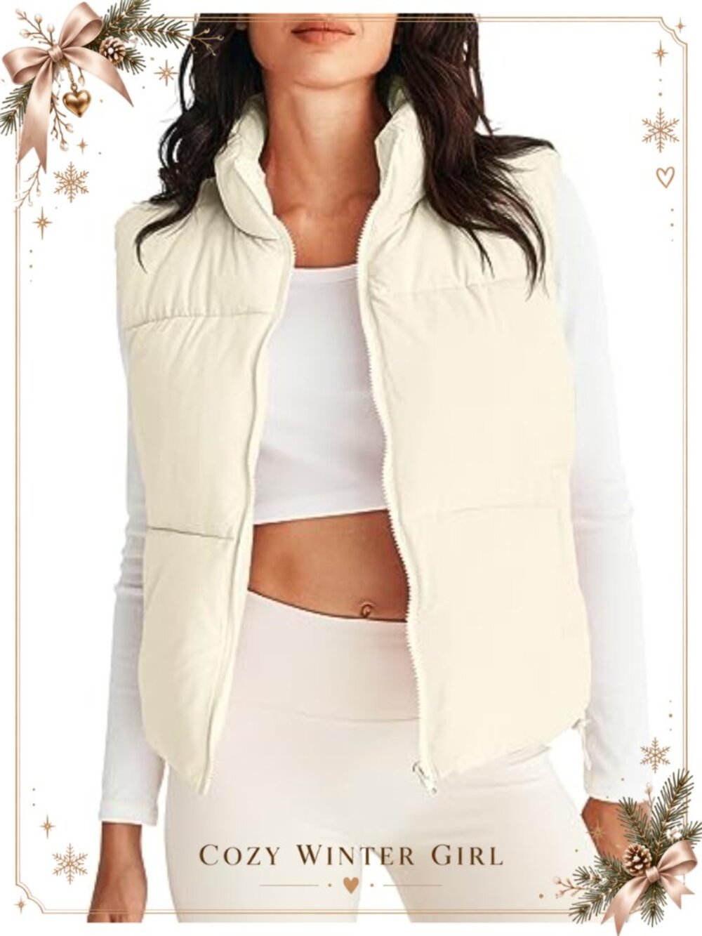 Women's Quilted Puffer Vest Zip Up Stand Collar Sleeveless Padded Gilet with